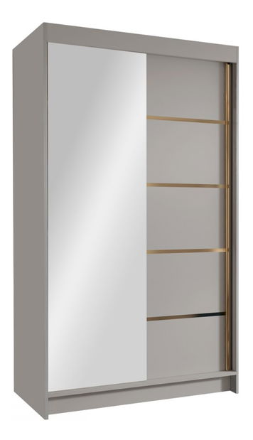 Šatní skříň s posuvnými dveřmi Monata III 100 (bílá + černá + zlatá) (se zrcadlem)