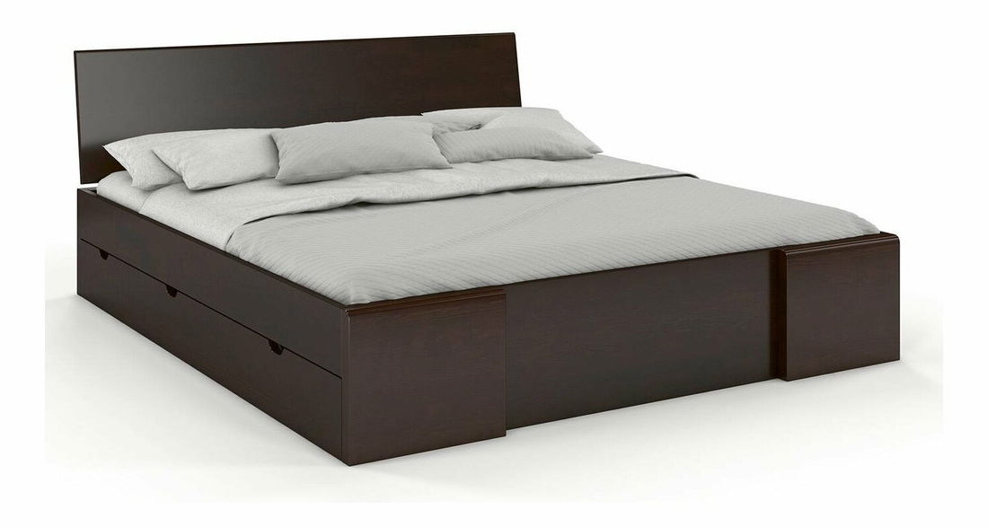 Manželská postel 200 cm Naturlig Blomst High Drawers (borovice) (s roštem)