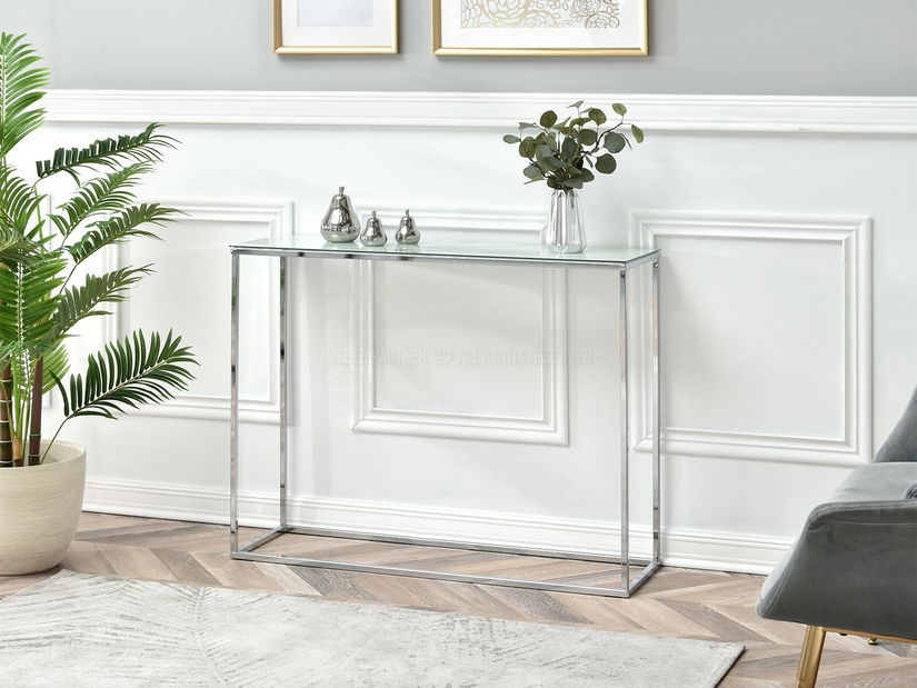 Konzolový stolek Bella Kons (bílá + chromová)