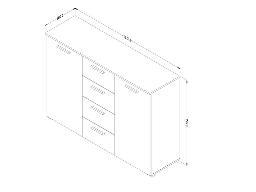 Komoda Verwood Typ 26 (canyon světlá + tmavá)