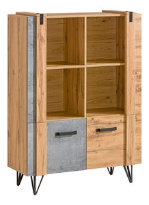 Vitrína typ LO4 Lorinda (dub wotan + beton milenium)