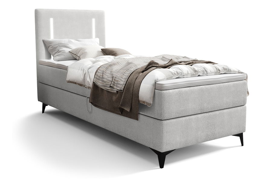 Jednolůžková postel 80 cm Ortega Comfort (šedá) (s roštem a matrací, s úl. prostorem) (s LED osvětlením)