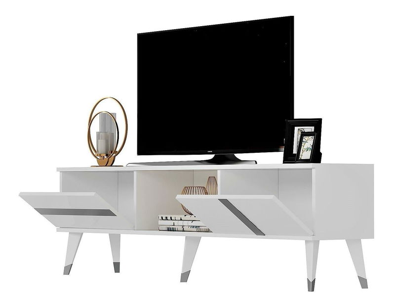 TV stolek/skříňka Vekika 2 (bílá + stříbrná)