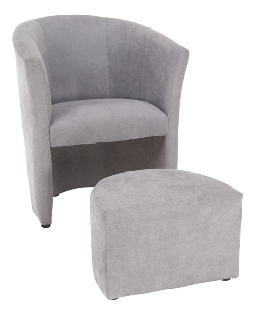 Křeslo Rosana (šedá) (s taburetkou)