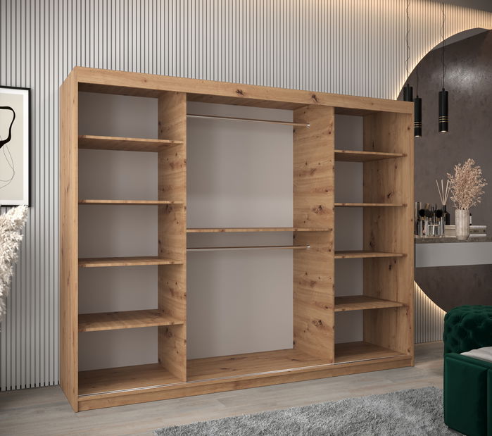 Šatní skříň 250 cm Mokka (dub artisan)