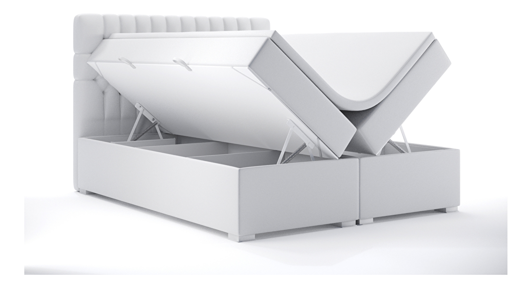 Boxspring postel 160 cm Daliny (bílá ekokůže) (s úložným prostorem)