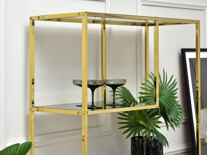 Regál Crips (černý mramor + zlatá)