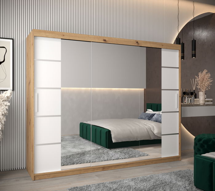 Šatní skříň 250 cm Verika 4 250 (dub artisan + bílá)