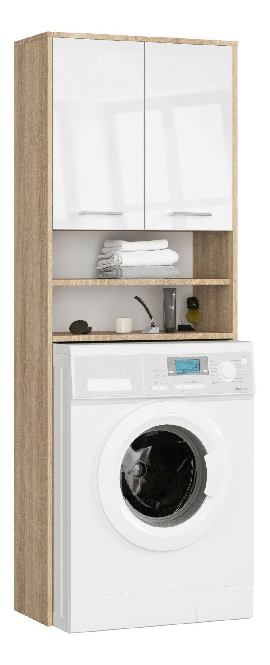 Skříňka na pračku Farid TYP5 (dub sonoma + bílý lesk)