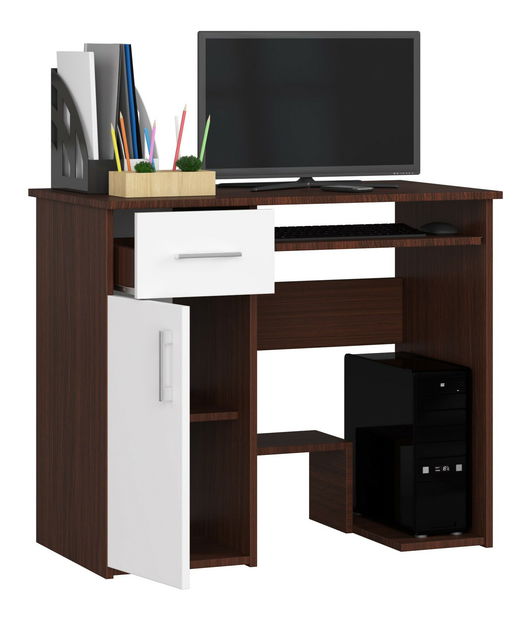 PC stolek Jaloms (wenge + bílá)