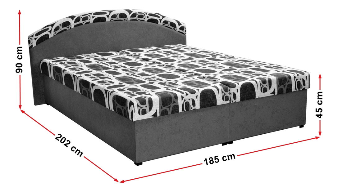 Manželská postel 160 cm Pandora (černá) (s matracemi)