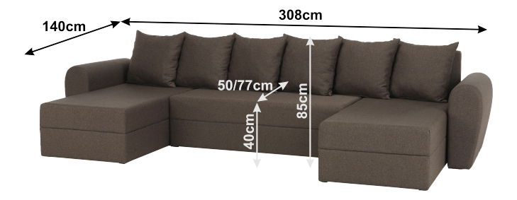 Rohová sedací souprava U Thalen (hnědá)