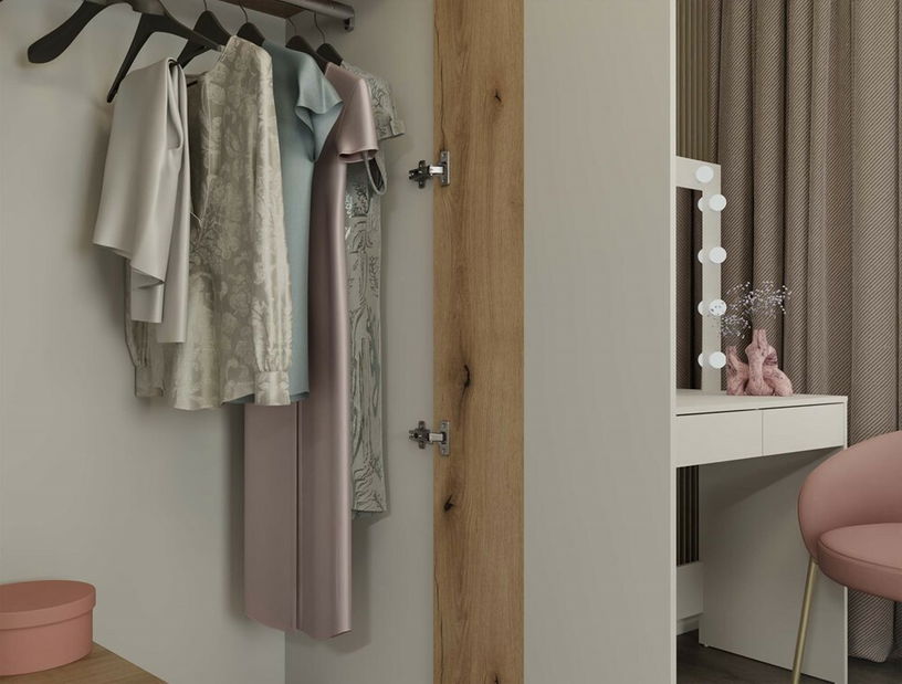 Šatní skříň Avala 1 (kašmír + dub evoke) (se zrcadlem)