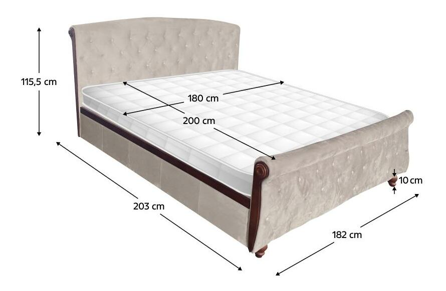 Manželská postel 180x200 cm Bretto (šedohnědá)Taupe Velvet látka)