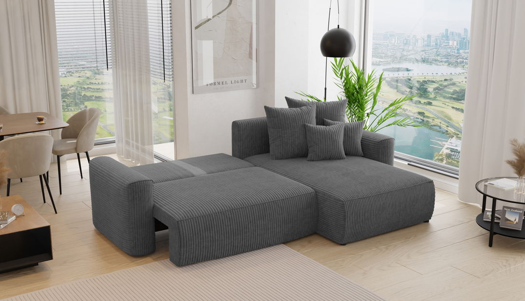 Rohová sedačka Baria (P) (tmavě šedá)