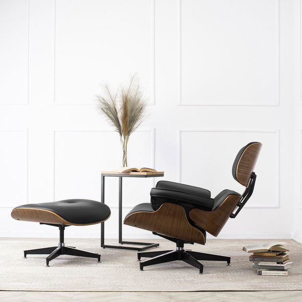 Křeslo s podnožkou Procesion (černá)