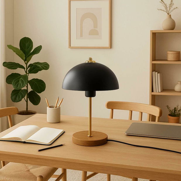 Stolní lampa Autero 2 (černá + přírodní)