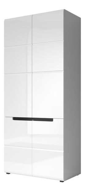 Šatní skříň Hayle Typ 18 (bílá + bílý vysoký lesk)