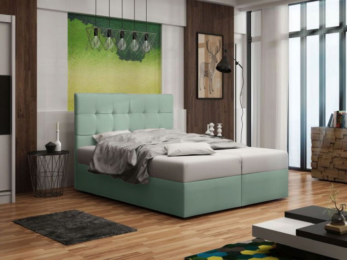 Manželská postel Boxspring 140 cm Duel 2 (mátová) (s matrací a úložným prostorem)