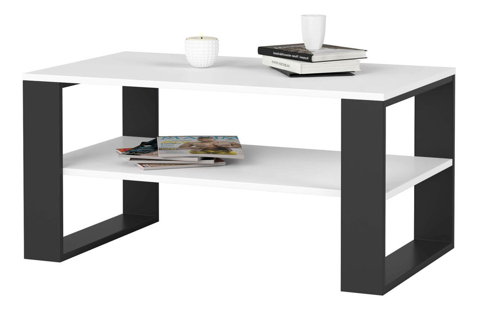 Konferenčný stolík Aislan (biela + čierna) *bazar