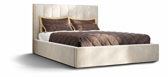 Manželská postel 160 cm Ocie (béžová) (s roštem a úložným prostorem)