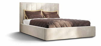 Manželská postel 180 cm Ocie (béžová) (s roštem a úložným prostorem)