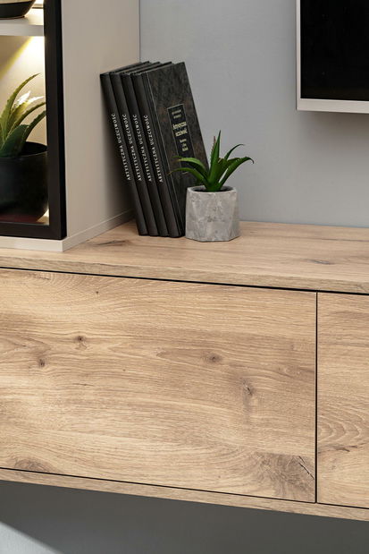 Obývací stěna Care (dub vikingský + kašmír) (s osvětlením)