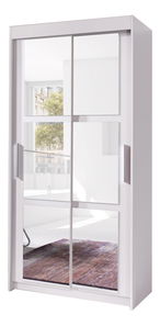 Šatní skříň Kenton 100 (bílá + zrcadlo)