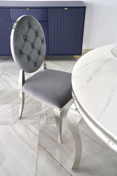 Jídelní stůl Regino (bílý mramor + stříbrná) (pro 4 osoby)