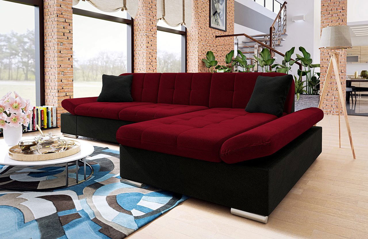 Rohová sedací souprava Makalu (bordó + černá)