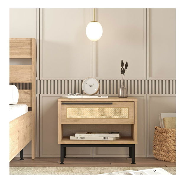 Noční stolek Otto 14 (ořech + dub + černá)