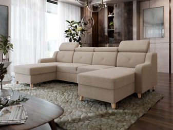 Rohová sedačka U Orolon U (béžová) (s úl. prostorem)