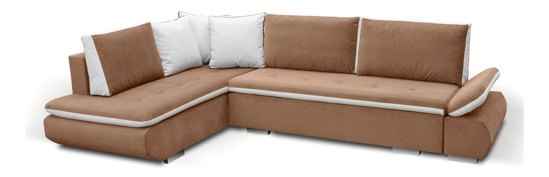 Rohová sedací souprava Artamo (hnědá + bílá) (L)