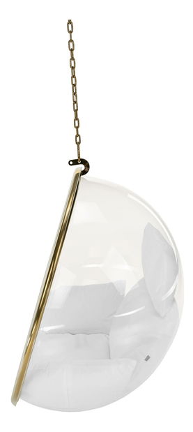 Závěsné houpací křeslo Belgica 1 (transparentní + zlatá + bílá)