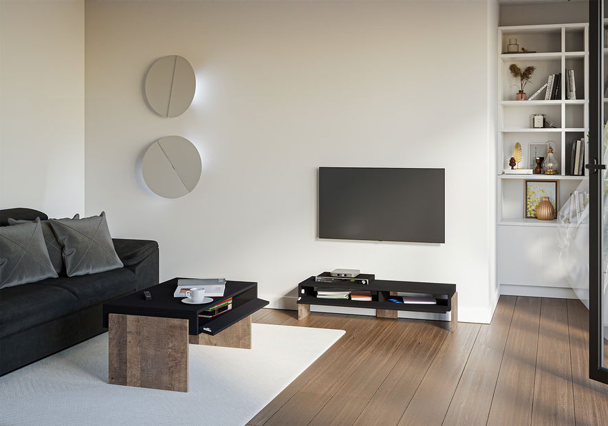 TV stolek Zantra (černá + dub colonial grange)