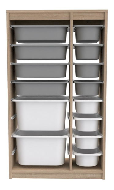 Organizér na hračky Dremonka 6 (dub sonoma + šedá + bílá)