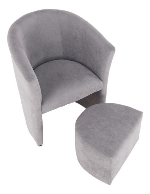 Křeslo Rosana (šedá) (s taburetkou)