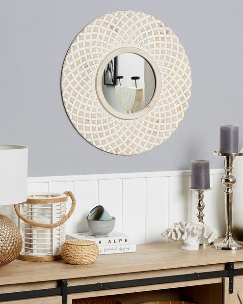 Nástěnné zrcadlo Pomza (světlé dřevo)