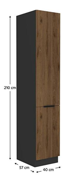 Potravinová kuchyňská skříň Monzesa 40 DK 210 2F (ořech okapi + černá)