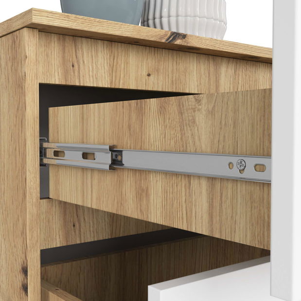 Komoda Kurtinaitis 4SZ (dub artisan + bílá)