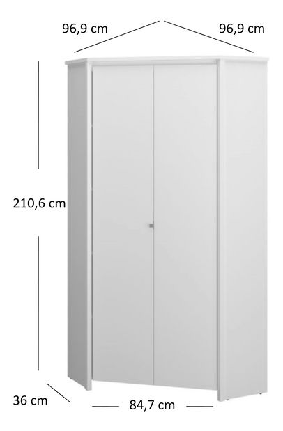 Rohová šatní skříň Ethan 2D (bílá)
