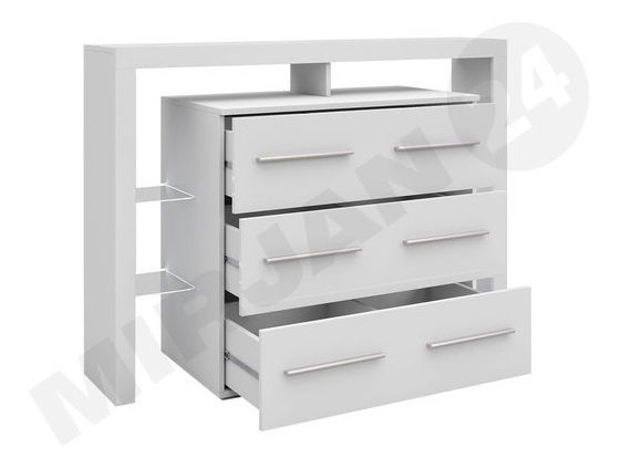 Komoda Raven (bílá + černá lesklá)