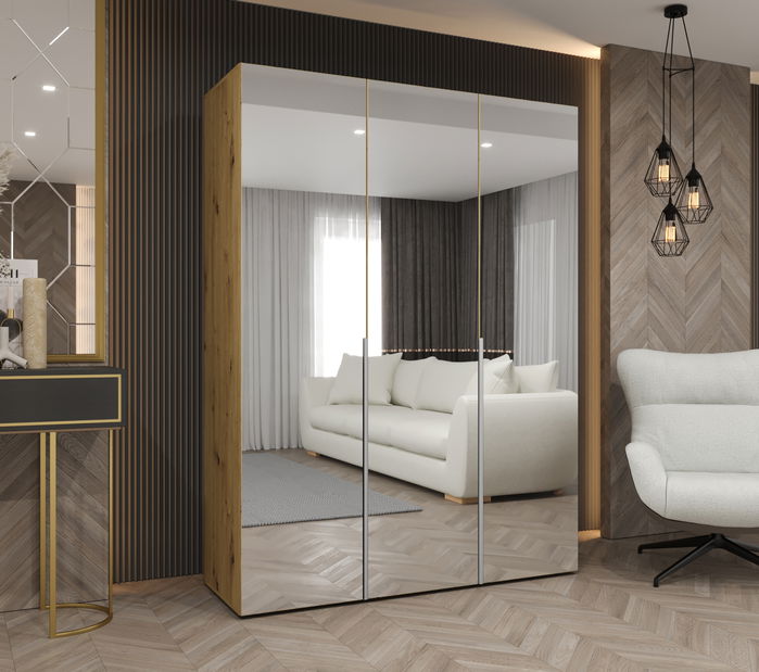 Šatní skříň 150 cm Alice 3 (dub artisan + kašmír)