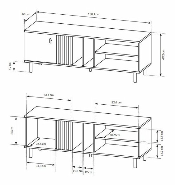TV stolek/skříňka Madeira 138 (dub artisan + černý antracit)