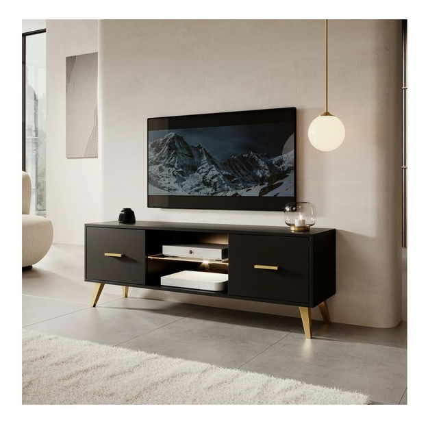 TV skříňka/stolek Savoi I (s osvětlením) (černá)