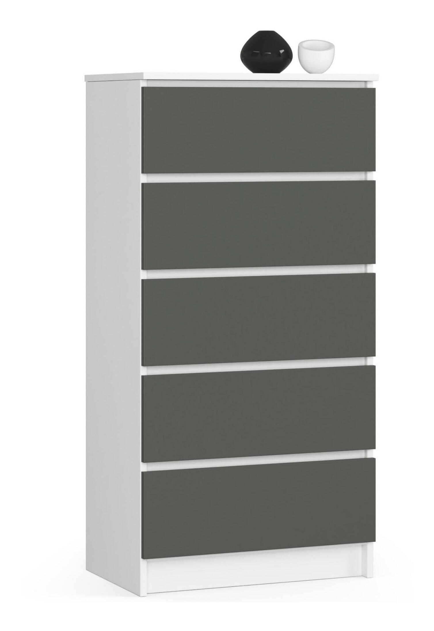 Komoda Kalista V (bílá + šedá)