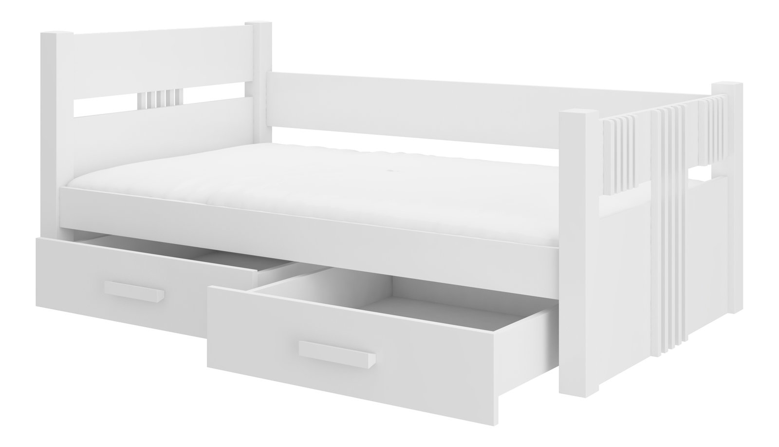 Dětská postel 200x90 cm s materacom- Buppi (bílá)