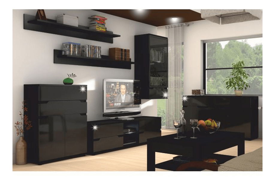 Vitrína Aberdovey AS 10 (černá) (s osvětlením)