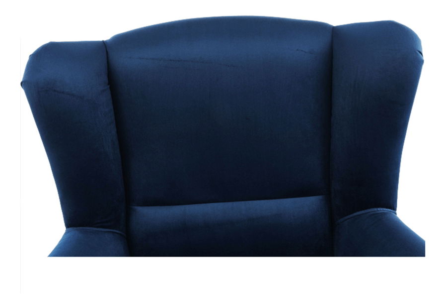 Křeslo ušák s taburetem Aevo (modrá)