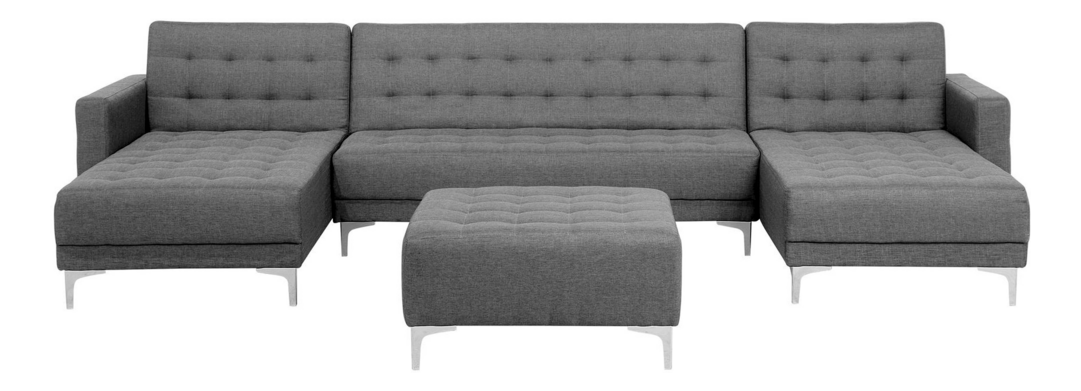 Rohová sedací souprava U ABERLADY (světle šedá) (s taburetem)